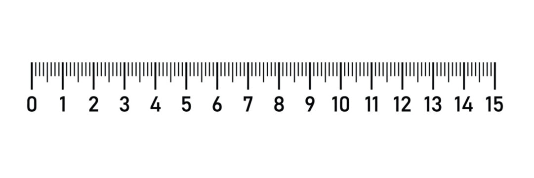 Ruler scale with markings and numbers in centimeters and millimeters units, measuring metric scale