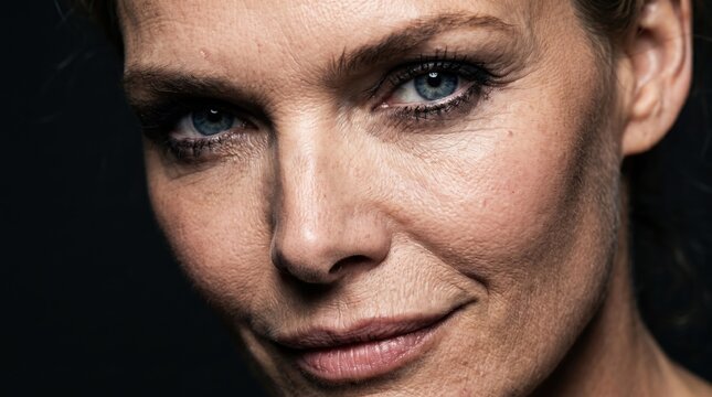 Mature woman close-up. Real aging skin. Natural beauty.