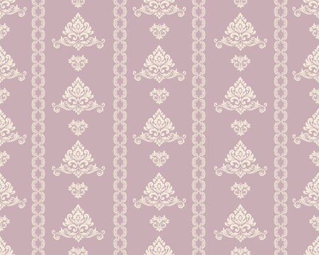 Elegant Seamless Damask Pattern with Floral Ornament for Vintage Wallpaper Textile and Home Decor.