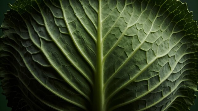Cabbage Leaf Vein Structure Close Up