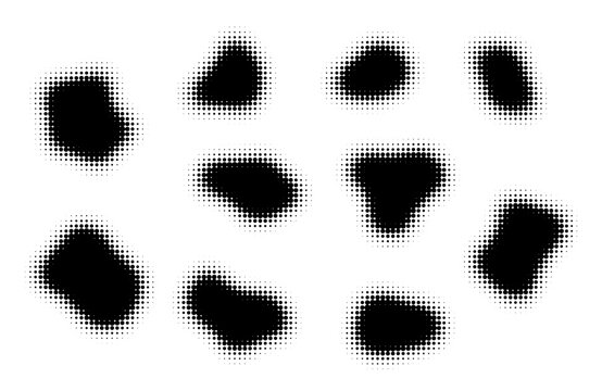 Organic Random Shapes Blob Fluid Halftone Effect Comic Style Vector Illustration Set