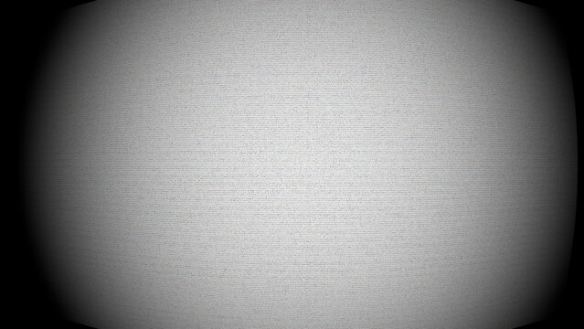 Curved vintage CRT monitor screen with vignette border analog static noise and horizontal scanline texture overlay
