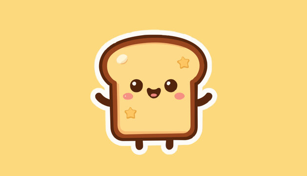 Cute Happy Toast Character Sticker