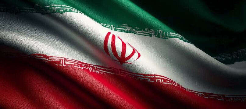 Iran wavy flag. Generative video AI technology.