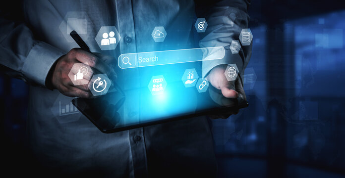 Search bar representing digital marketing, SEO analysis, and network data management Parse