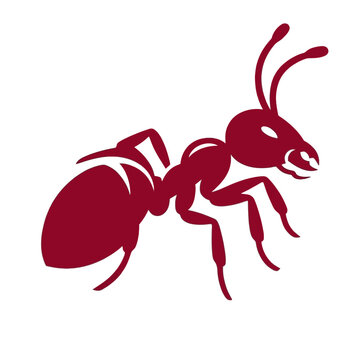 Stylized red ant mascot vector illustration on white background