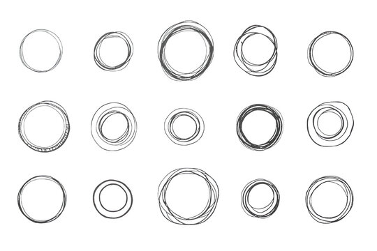 Collection of hand drawn gray circles