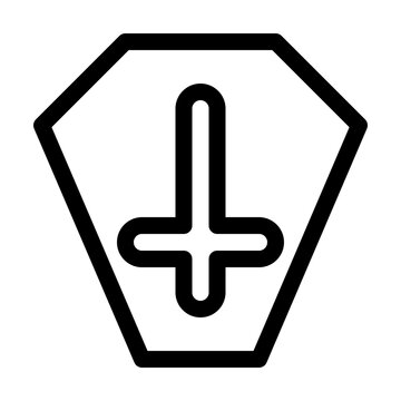 Coffin Outline style simple coffin with a cross symbol ideal for Halloween horror themes vampire scenes cemetery decorations and spooky projects 