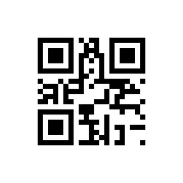 Minimalist black and white QR code vector icon illustration on white background