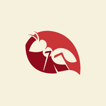 Modern minimalist red ant silhouette vector logo design