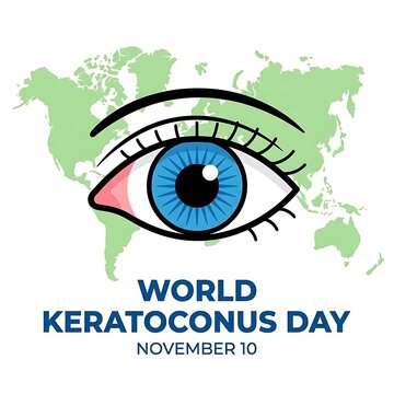World Keratoconus Day awareness campaign illustration with blue eye and world map