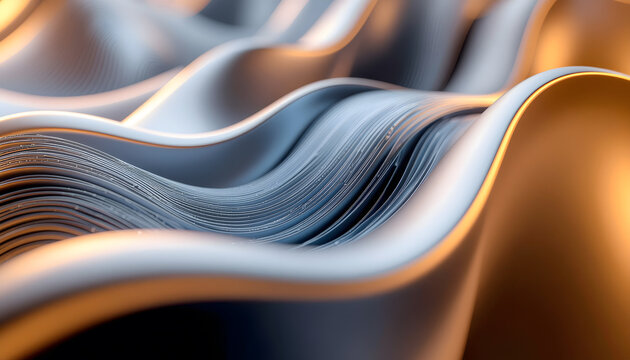 Abstract Blue Waves Forming Dynamic Fluid Structure Background.
