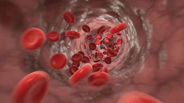 Red Blood Cells Flowing Inside Coronary Artery Animation Medical Science 3D