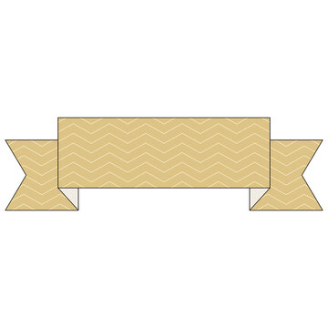 Flat style icon illustration of folded beige banner ribbon frame isolated on transparent background. Colorful graphic design element clip art for text space label assets.