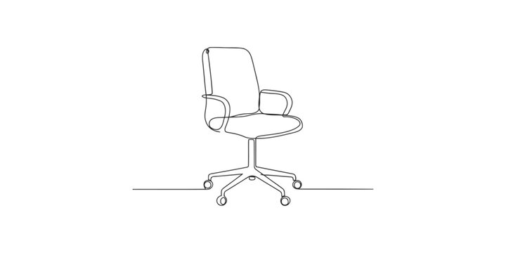 Office chair drawing in a simple continuous line style