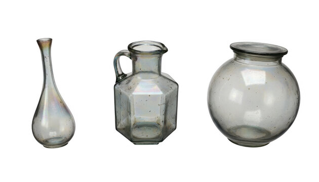Set of Three Vintage Decorative Glass Vases and Jars