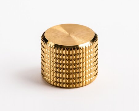 Golden Knob with Pyramid Texture, Circular Top, and Concave Surface