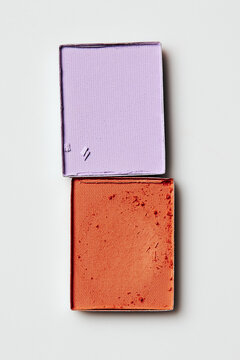 Red and pale lilac eyeshadows 
