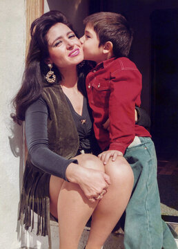 Mother and son sharing loving tender family moment