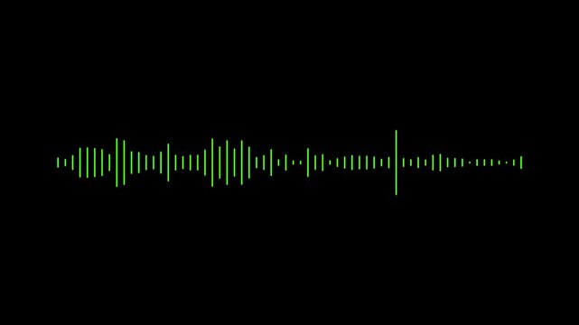 Audio waveform visualizer animation, white sound wave spectrum, podcast audio frequency signal meter, music equalizer rhythm bars overlay effect 4k video waveform audio spectrum with alpha channel