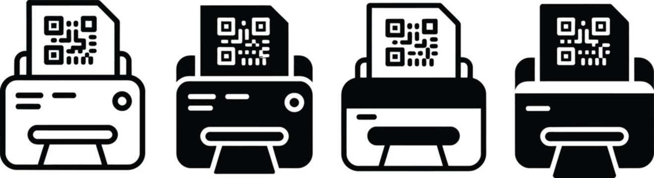 Printers with qr code output vector illustration