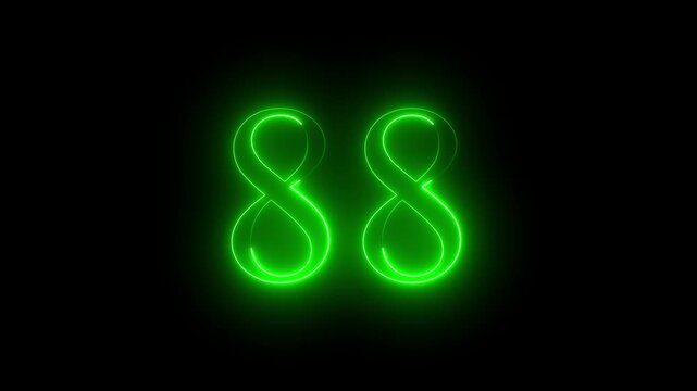 glowing red color neon 88 text, Educational concept promote advertising concept isolate using QuickTime black background 4k motion video.. 