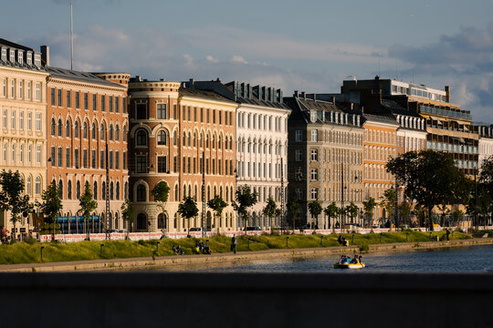 Traditional cityscape in Copenhagen during sunset