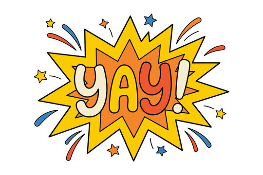 Colorful happy explosion with starburst effect and uao text