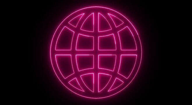 Red Globe Network Icon Animation with Global Connectivity and Digital Technology