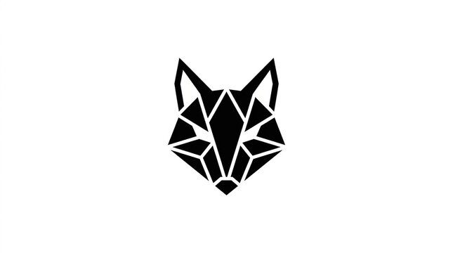Minimalist geometric fox head vector graphic design featuring sharp angular lines isolated on pure white background with displays stylized geometric