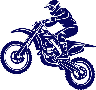 Silhouette Jumping Rider Motocross Sport Illustration Creative Design Template 