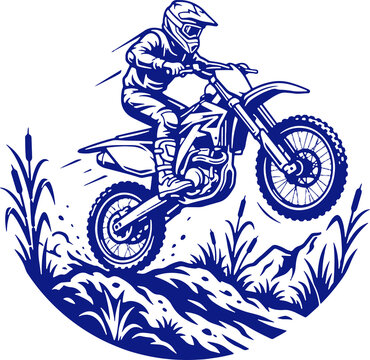 Jumping Extreme Motocross Sport Illustration Creative Design Template 
