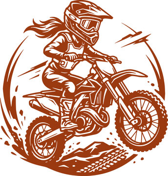 Girl Dirty Motocross Sport Illustration Creative Design Template 