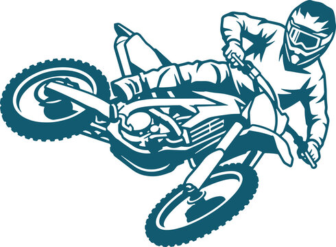 Silhouette Jumping Motocross Sport Illustration Creative Design Template 
