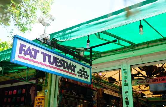 Key West, FL - USA - 8-3-2026: Fat Tuesday daiquiri bar on Duval Street in downtown Key West