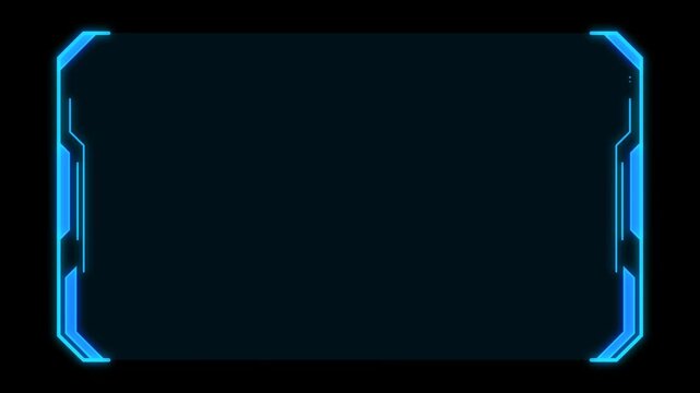 Vertical Futuristic Side HUD Panel Border with Glowing Blue Neon Light Lines for Sci-Fi Monitor Sidebar UI