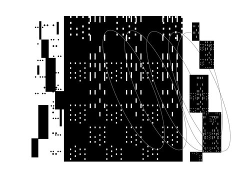 abstract data grid with system blocks &ndash; concept of digital processing