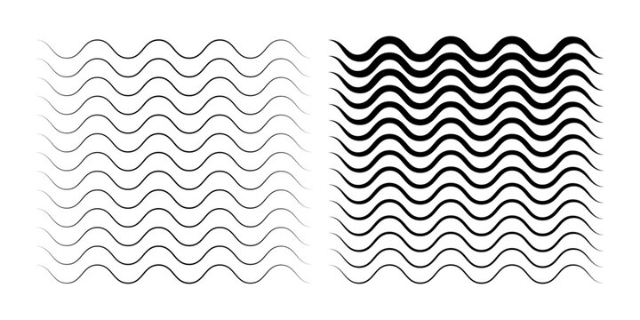 Waves line set. Wave ornament pattern. Set of wavy zigzag lines. Wave thin line background. Vector zigzag and wavy horizontal underline. Vector