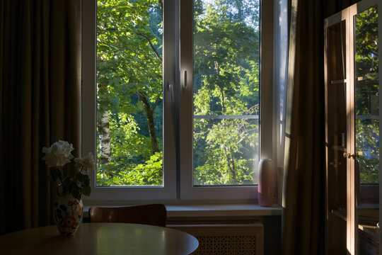 Light shines through a window