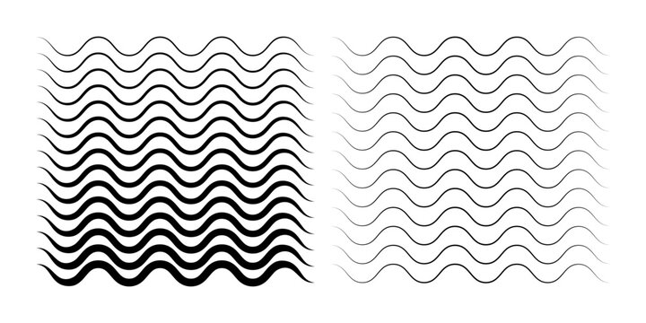 Waves line set. Wave ornament pattern. Set of wavy zigzag lines. Wave thin line background. Vector zigzag and wavy horizontal underline. Vector