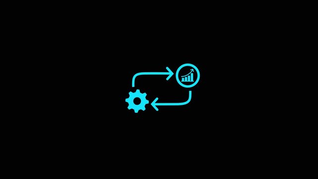 Financial management symbol, business management icon, business icon with gear while. 4k video