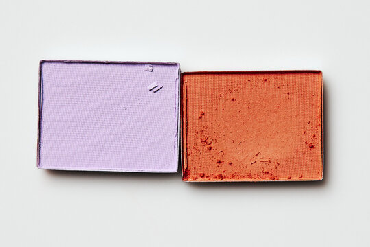 Red and pale lilac eyeshadows 