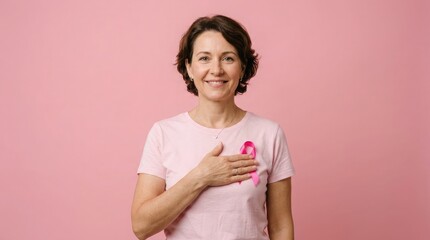 Fototapeta premium Supporting breast cancer awareness month empowering women through early detection research funding and compassionate care for a healthier future for all