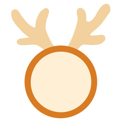 Festive round Christmas badge with reindeer antlers and a light filled center, suitable for letters, initials, numbers and holiday typography designs, isolated on white background © GalvanicVision