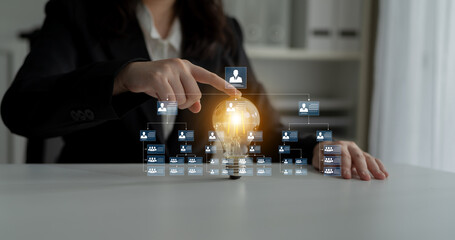 Corporate org chart and team structure show hierarchy, team, and structure for clear organization,...