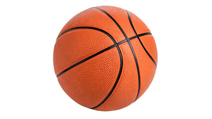 Fototapeta premium Classic orange leather basketball ball with black stripes isolated on transparent background