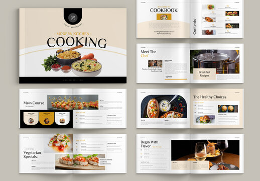 Cook Book Brochure Landscape Template Layout