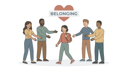 Obraz premium Diverse group of people welcoming a young student with a sense of belonging.