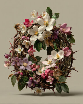 Crown of thrones with pastel flowers