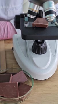 Exploring chocolate structure using a microscope in a lab setting